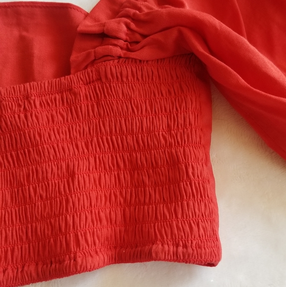 WeWoreWhat Coco Smocked Off the Shoulder Crop Top - Picture 10 of 10